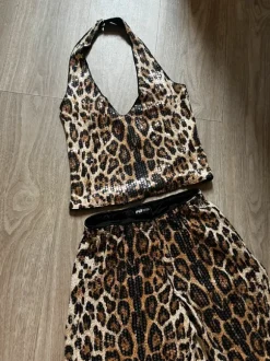 Halter neck top and flare pants set
