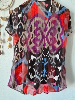 heartmade julie fagerholt silk blouse multicolor boho designer top