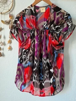 heartmade julie fagerholt silk blouse multicolor boho designer top