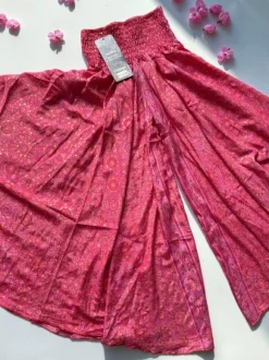Hindi podnie indyjskie boho z szerokimi nogawkami gumka w pasie wiosenne