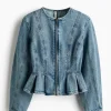 H&M peplum bluse med lynlås