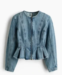 H&M peplum bluse med lynlås