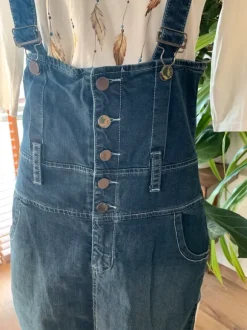 Jeansowa ogrodniczka,calulowa, vintage, spódnica z szelkami rozm L/xl