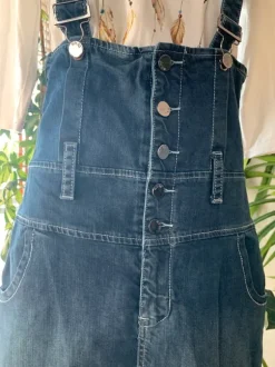 Jeansowa ogrodniczka,calulowa, vintage, spódnica z szelkami rozm L/xl
