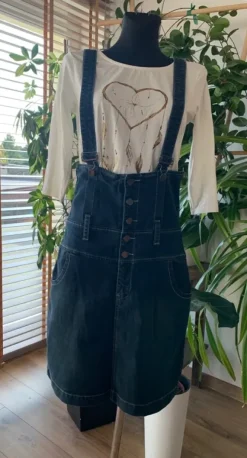 Jeansowa ogrodniczka,calulowa, vintage, spódnica z szelkami rozm L/xl