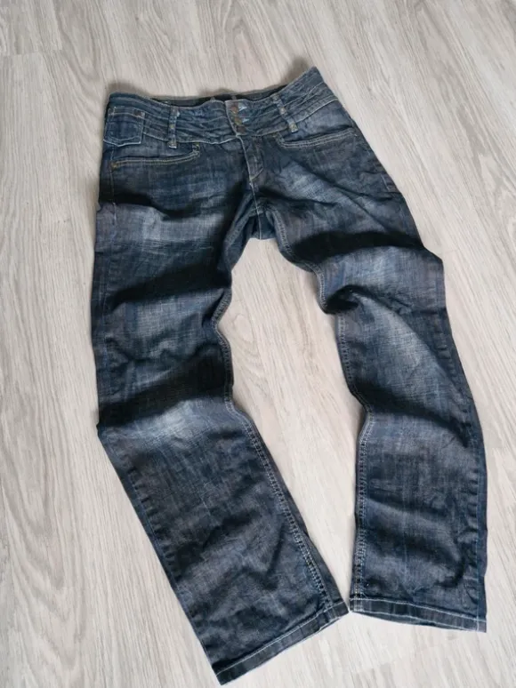 Jeansy Kon & Mon Y2K Cyber Grunge Unikatowy Pas Bootcut Vintage