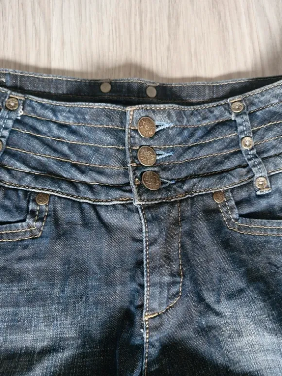 Jeansy Kon & Mon Y2K Cyber Grunge Unikatowy Pas Bootcut Vintage