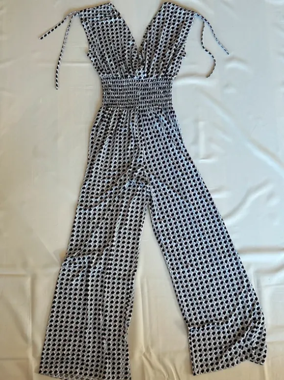 Kombinezon damski boho wiskozowy S/M szerokie nogawki lato Y2K