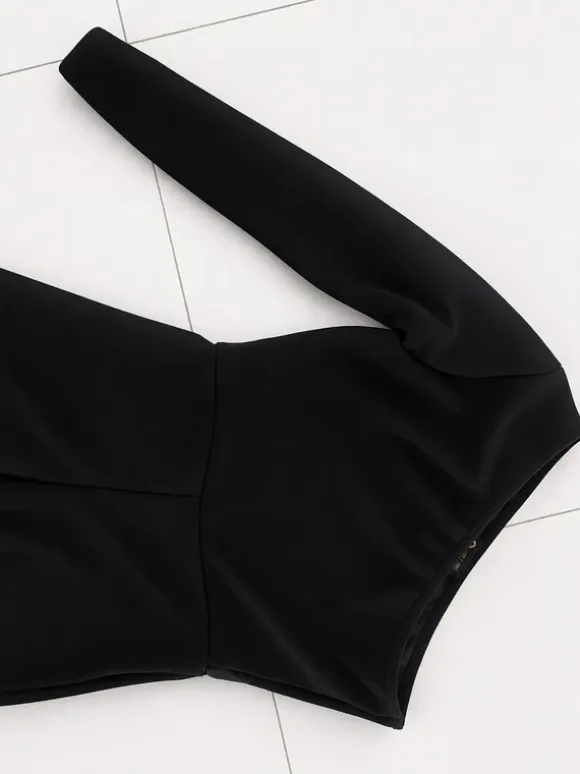 Kombinezon damski czarny one shoulder M elegancki Classic Chic old money wesele hit viral