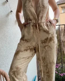 Kombinezon dla kobiet bez rękawów długie nogawki marki Twinset Milano tie-dye rozmiar L
