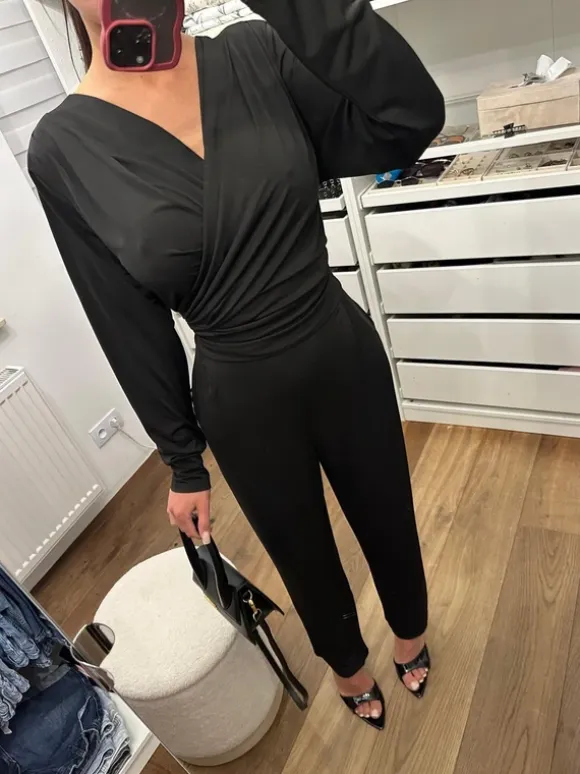 Kombinezon kopertowy elegancki wiązany classy girl old money 44/46