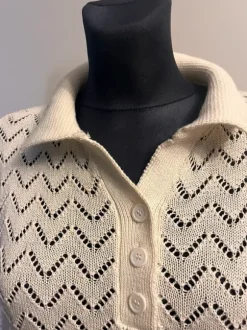 Komplet ażur knit boho kremowy sweter + spodenki oversize XL lato