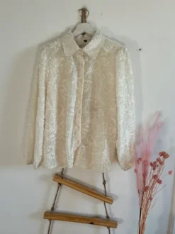 Komplet boho haft śmietankowy koszula + spódnico spodenki XL lato