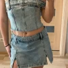Komplet jeansowy top + spódnico spodenki