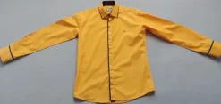 Koszula męska M slim fit żółta bawełna kryte guziki casual yellow cotton shirt