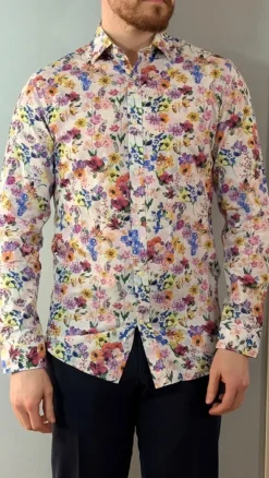 Kukkakuvioinen kauluspaita, M-koko, Slim Fit