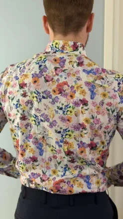 Kukkakuvioinen kauluspaita, M-koko, Slim Fit