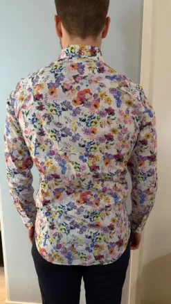Kukkakuvioinen kauluspaita, M-koko, Slim Fit
