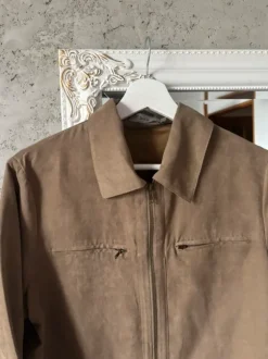 kurtka jacket zamszowa brazowa wiosna spring cienka vintage boxy