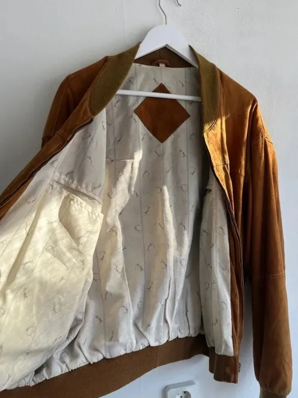 Läder vintage bomber jacka
