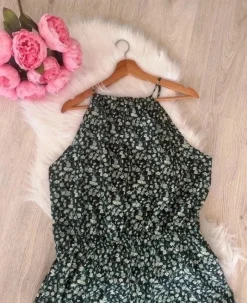 Lekki Kolorowy Kombinezon W Kolorowe Wzory Długa Luźna Nogawka Halter Letni 3XL