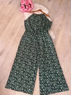 Lekki Kolorowy Kombinezon W Kolorowe Wzory Długa Luźna Nogawka Halter Letni 3XL