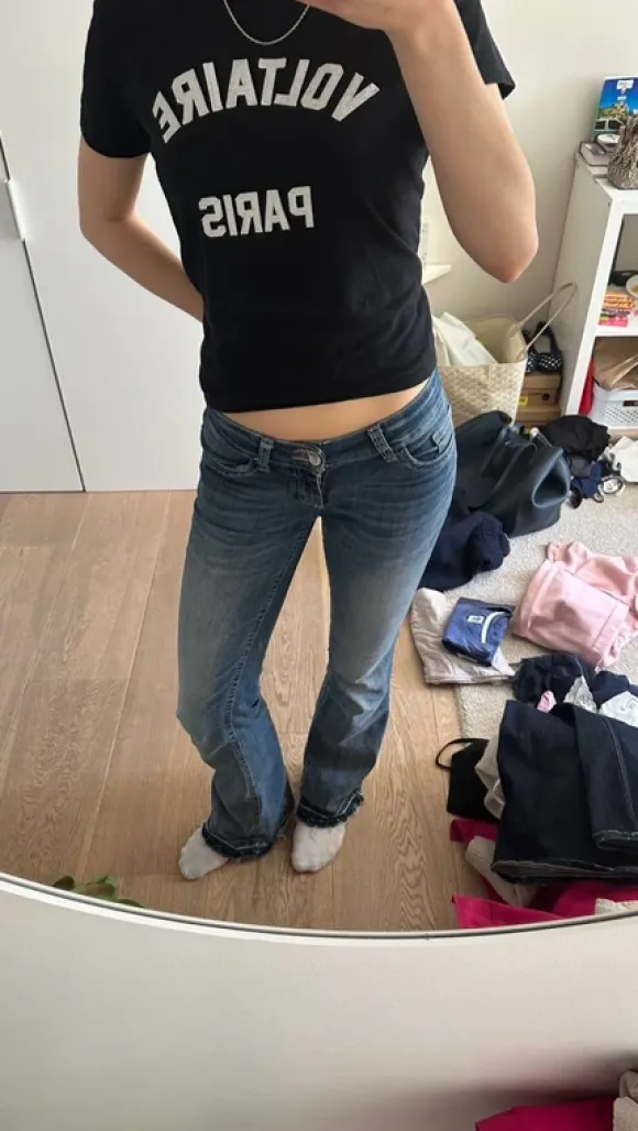 low waist flare farkut