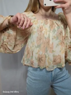 Mango bluzka hiszpanka kwiaty boho bufiaste rękawy XS nowa z metką