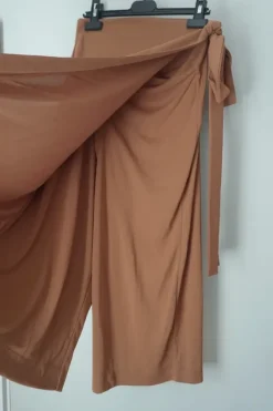 Mango Suit Capri Pants - Skirt Effect / Wrap Design - Mustard/Caramel Brown