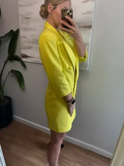 marynarka sukienka blazer dress Fashion limonkowa neon yellow elegant dopasowana 40