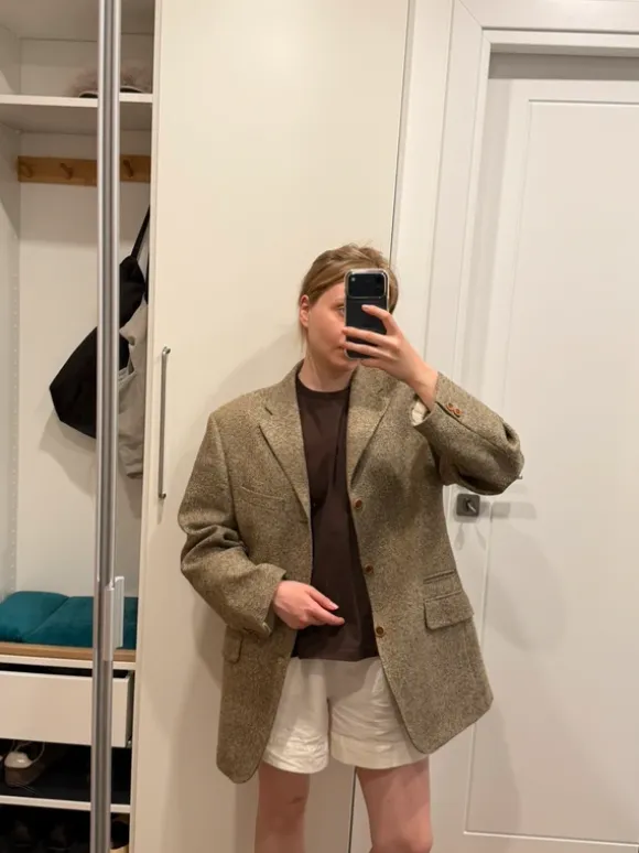 Marynarka tweedowa vintage – wełna i jedwab, włoska jakość