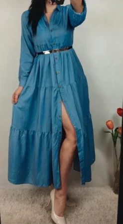 Maxi dres jeansowa elegante old money 38 40