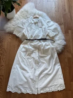 Midi dress 100% cotton embroidery, lining, elastic waistband, belt and pockets Viral Mohito