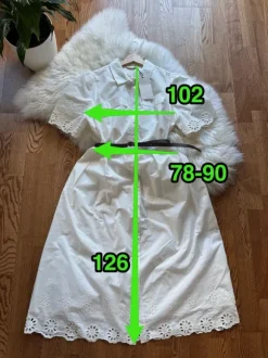 Midi dress 100% cotton embroidery, lining, elastic waistband, belt and pockets Viral Mohito