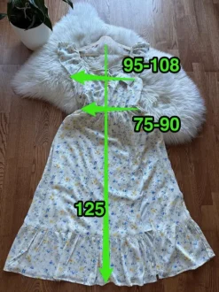 Midi dress viscose with elastic waistband and lining viral flowers print