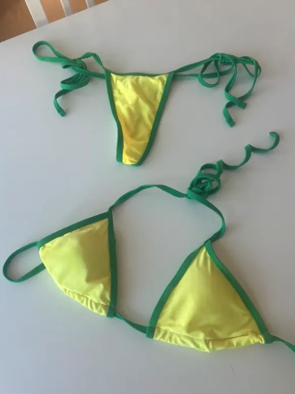 Neongul/grön bikini 💚💛 XS – stringmodell