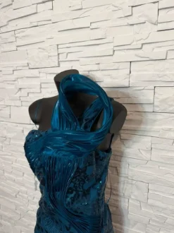 Nowa Zjawiskowa suknia wieczorowa maxi z cekinami Blue Plum, S M