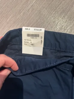 Nya marinblå shorts med lappar