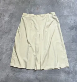 Oscar de la Renta spódniczka vintage kremowa plisowana z koronką midi wiosna M 38