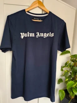 Palm Angels Granatowy T-shirt Wypukłe Logo 3D Bawełna