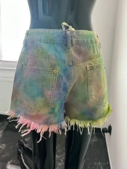 Pastelowe szorty M tie dye Y2K jeans handmade festival vibe must have