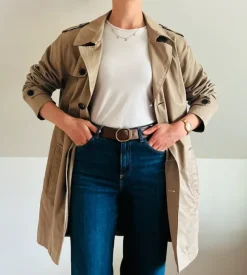 Płaszczyk trencz beżowy Selected Homme bawełniany premium wiosenny spring
