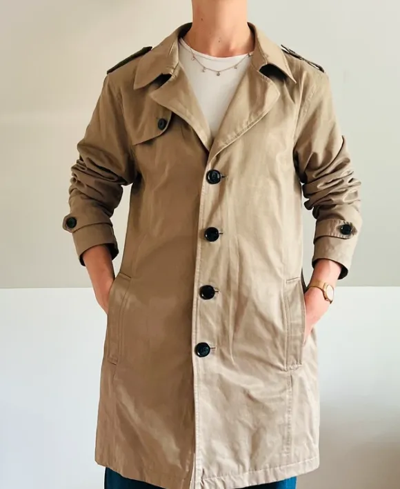 Płaszczyk trencz beżowy Selected Homme bawełniany premium wiosenny spring