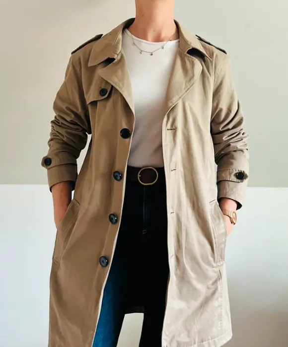 Płaszczyk trencz beżowy Selected Homme bawełniany premium wiosenny spring