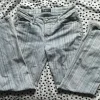 Pinstriped low rise flared jeans