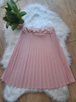 🌹Plisowana spódnica do kolan midi pudrowy róż | Made in Italy S 36🌹