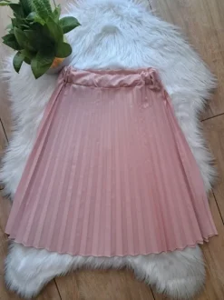 🌹Plisowana spódnica do kolan midi pudrowy róż | Made in Italy S 36🌹