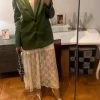 Przepiękna, rustykalna, koronkowa siateczkowa spódnica w kwiaty, długa maxi, na gumce