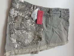 R. 38 Nowe spódniczka mini Grey szary kolor cekiny metalowe ozdobny River island sale 70 off