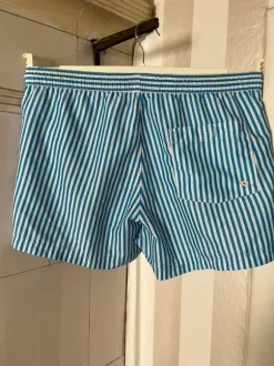 Randiga badshorts Race Marine – blå/vit – M